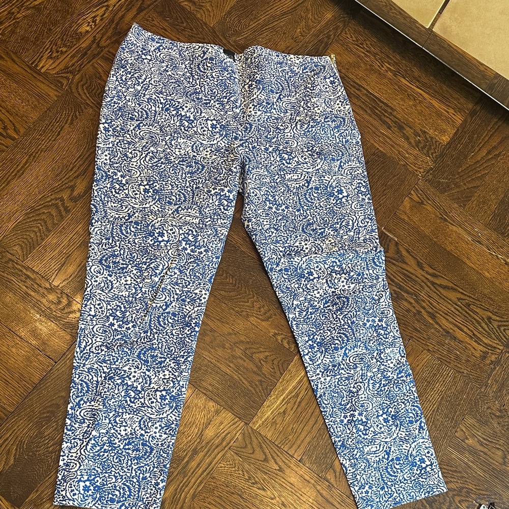 Blue and White Paisley Pants